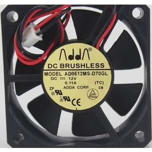 ADDA AD0612MS-D70GL 12V 0.11A 2wires Cooling Fan